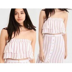 American Eagle Outfitters White and Red Striped Set